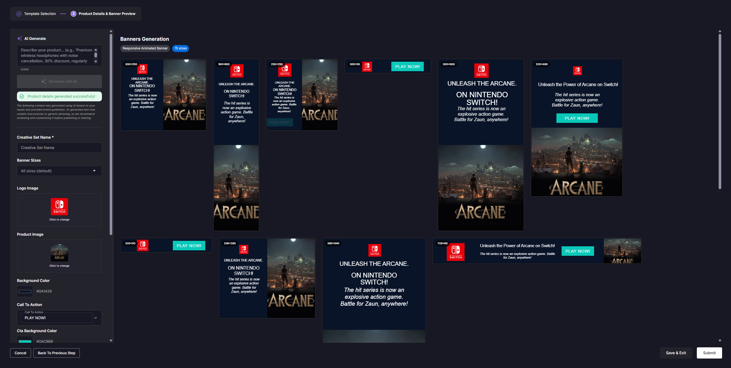 Banner Generator UI screenshot