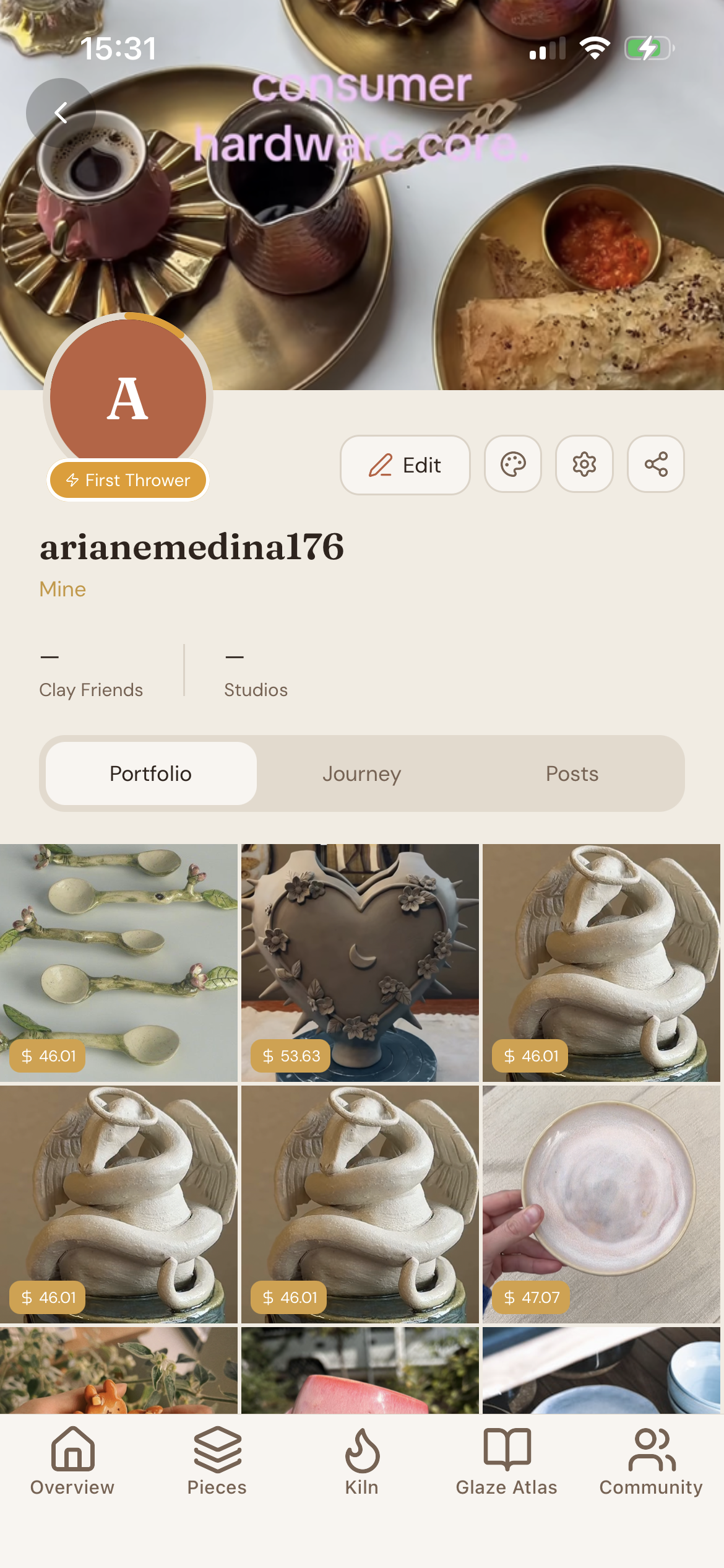 Profile screen showing a more personal view of the app